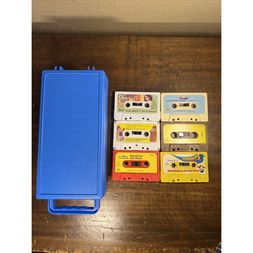 VINTAGE 1980'S CHILDREN'S STORYBOOK CASSETTE TAPE LOT (6) with Case